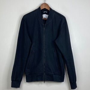 Reigning Champ Sweatshirt Mens Large Black Cotton Terry Bomber Zip Up Canada